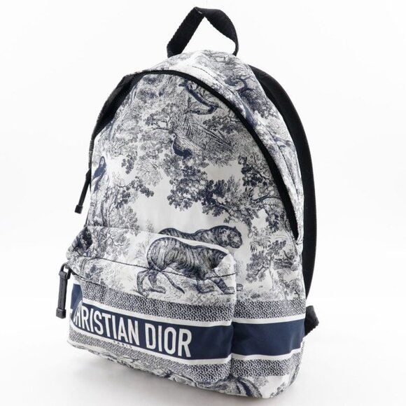 Christian Dior Small Backpack Toile de Jouy M6108 Sntj Nylon Black White main image 8